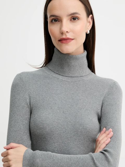 Calvin Klein Jeans sweter damski kolor szary lekki z golfem LV047D350G