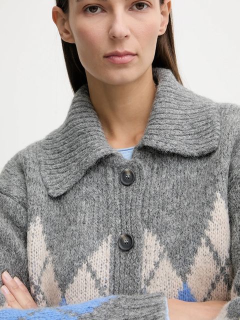 Marc O'Polo kardigan z dodatkiem wełny damski kolor szary ciepły 5000007512