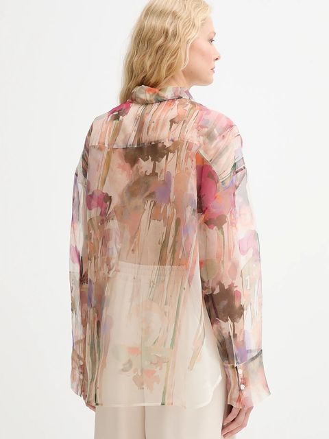 MUNTHE koszula jedwabna PRIAM damska kolor beżowy relaxed z kołnierzykiem klasycznym 252103025219 - zdjęcie produktu nr 2