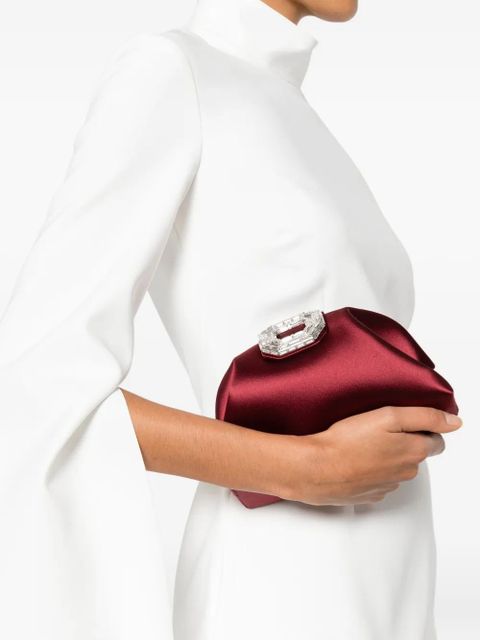 Amina Muaddi Camelia embellished clutch bag - Red