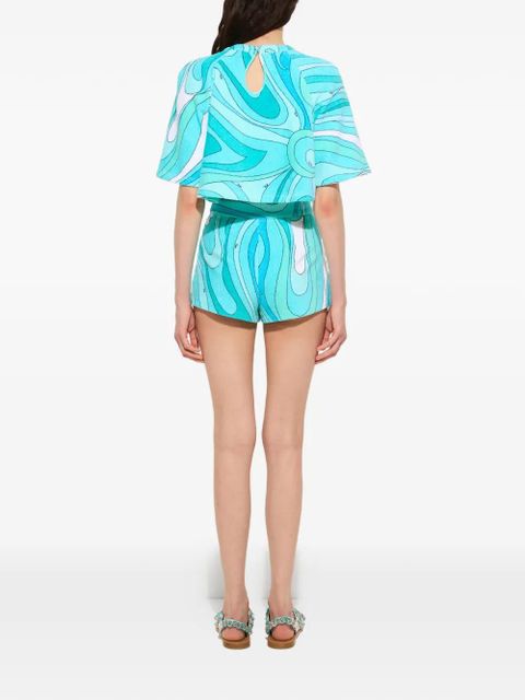 PUCCI Marmo-print cropped T-shirt - Blue