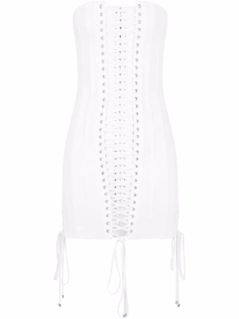 Dolce & Gabbana lace-detail gabardine minidress - White - zdjęcie produktu nr 1