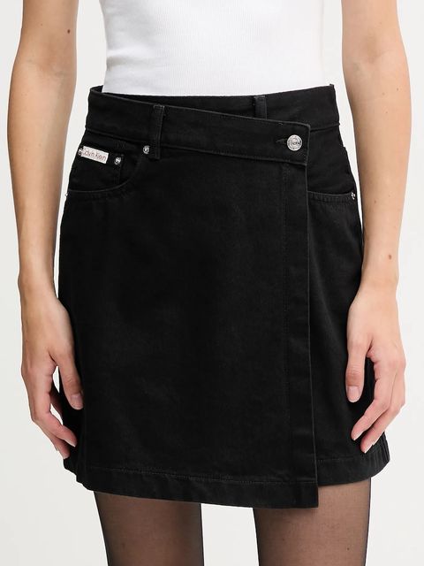 Calvin Klein Jeans spódnica jeansowa kolor czarny mini rozkloszowana LV047D777G