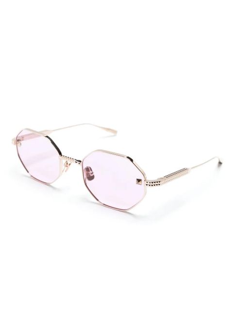 VALENTINO GARAVANI EYEWEAR Rockstud geometric-frame sunglasses - Gold - zdjęcie produktu nr 2
