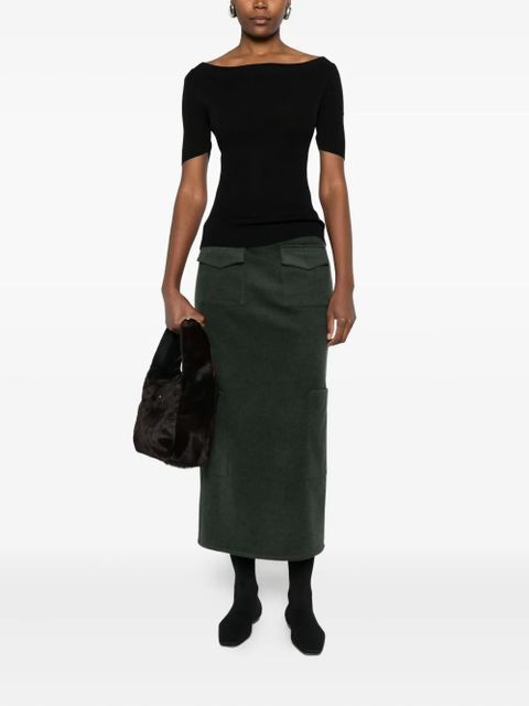 KHAITE boat-neck ribbed knitted top - Black