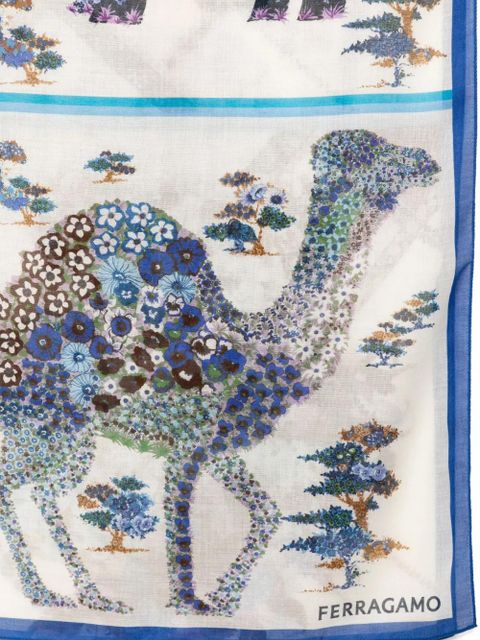 Ferragamo fiori print silk scarf - White - zdjęcie produktu nr 2