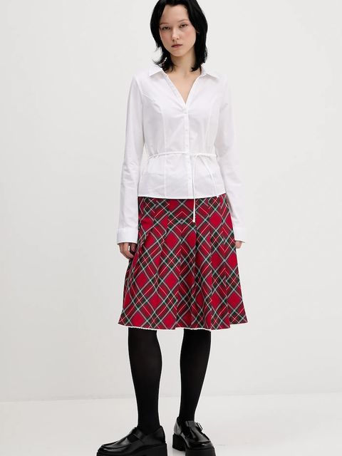 Tommy Jeans spódnica kolor czerwony mini rozkloszowana DW0DW22488 - zdjęcie produktu nr 2