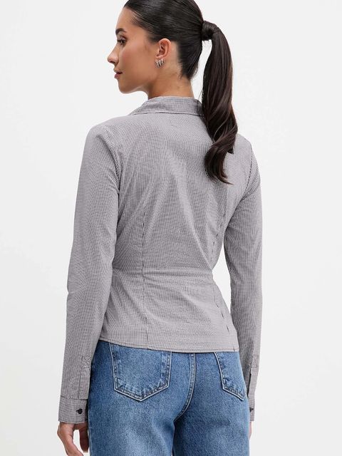 Hollister Co. koszula damska kolor brązowy slim z kołnierzykiem klasycznym KI340-5442