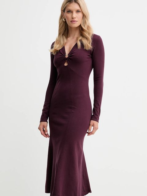 Twinset sukienka kolor bordowy midi rozkloszowana 252TP3140 - zdjęcie produktu nr 2