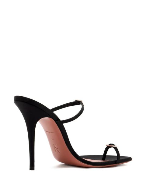 Amina Muaddi crystal-buckle satin sandals - Black - zdjęcie produktu nr 2