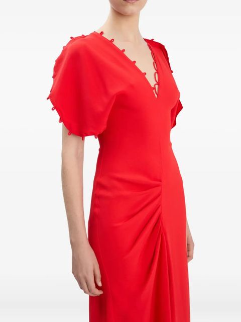 Victoria Beckham rouleaux-detail midi dress - Red