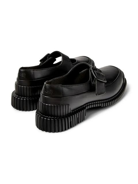 Camper półbuty skórzane Pix damskie kolor czarny na płaskim obcasie K201761-001