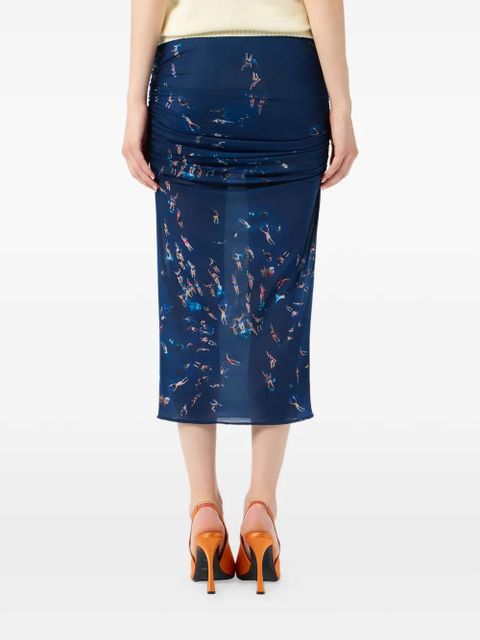 Blumarine swimmers-print midi skirt - Blue