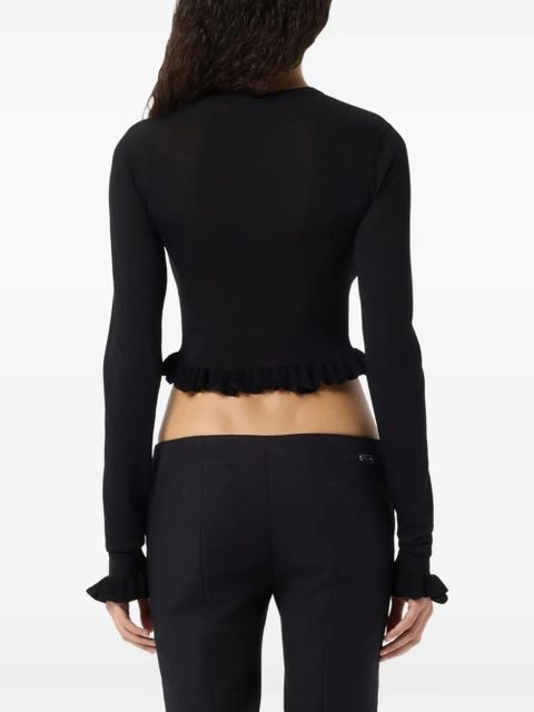 Blumarine ruffled long-sleeve cardigan - Black