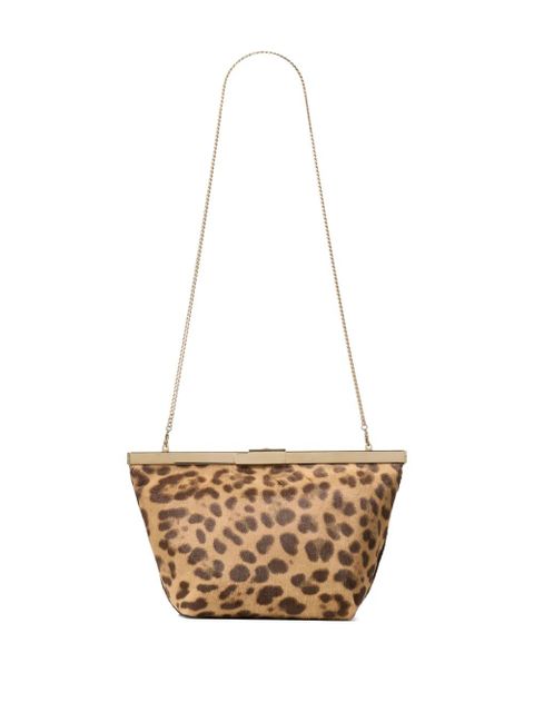 Jimmy Choo Ganache leopard-print chain clutch bag - Neutrals
