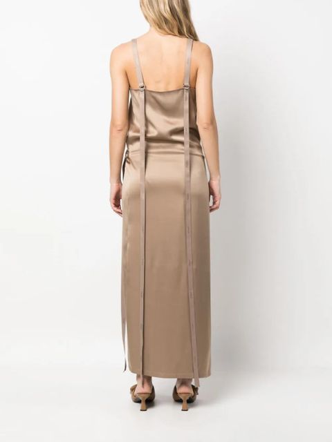 FENDI tie-waist silk maxi dress - Neutrals