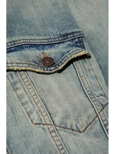 Balenciaga distressed detail denim jacket - Blue