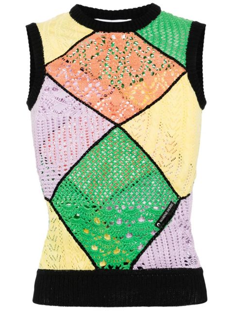 Marine Serre panelled crochet-knit tank top - Black - zdjęcie produktu nr 1
