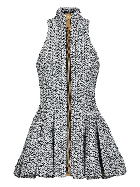 Balmain zip-front flared mini dress - White - zdjęcie produktu nr 1