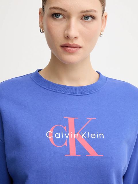 Calvin Klein Jeans bluza damska kolor niebieski z nadrukiem LV047B234G