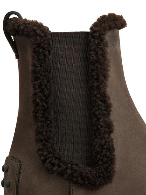 Tod's faux-fur trim Chelsea boots - Brown
