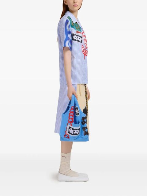 Marni patchwork embroidered short-sleeve shirt - Blue - zdjęcie produktu nr 2