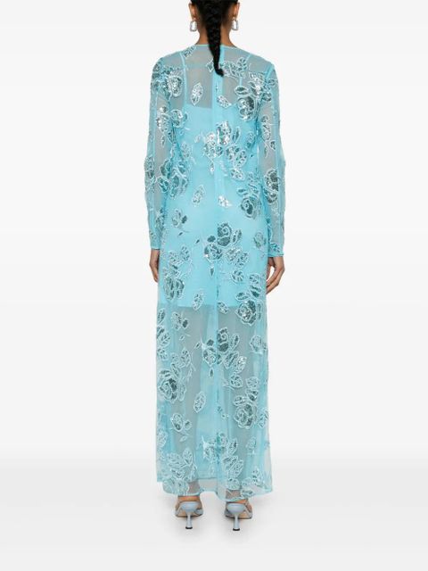 ROTATE BIRGER CHRISTENSEN floral-embroidery maxi dress - Blue