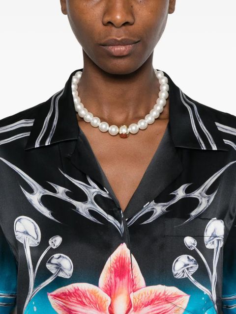 Casablanca orchid-print silk shirt - Black