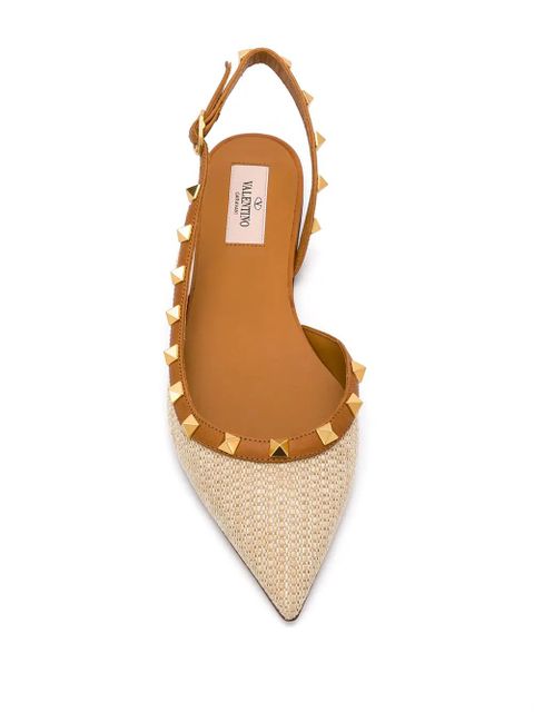 Valentino Garavani Rockstud slingback ballerina shoes - Neutrals