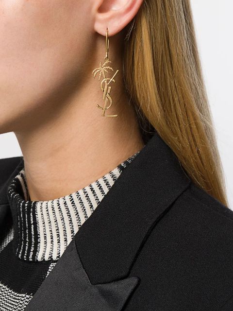 Saint Laurent monogram palm tree earrings - Gold