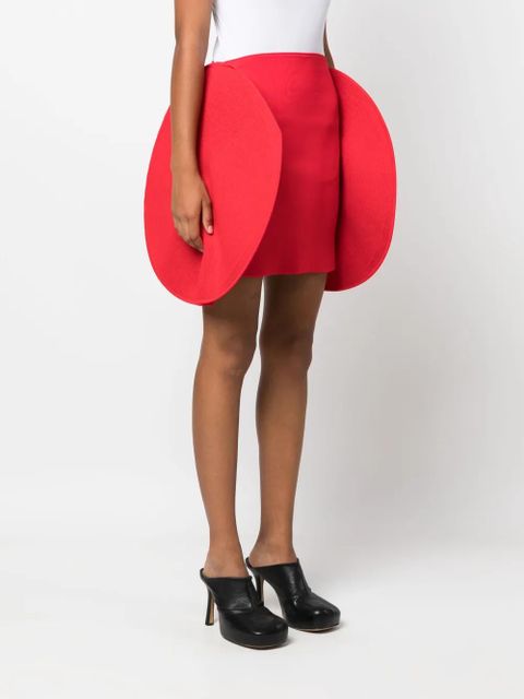 Victoria Beckham circular 3D-detailing ribbed miniskirt - Red