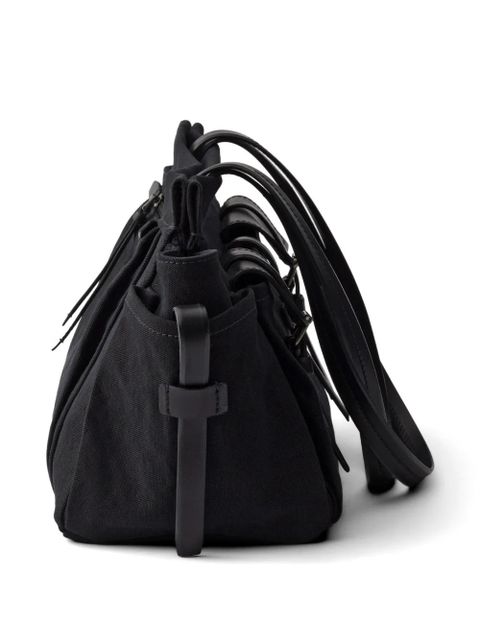 Prada Route large canvas and leather tote bag - Black