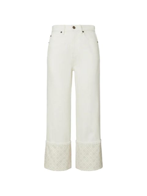 Tory Burch contrast-cuff straight-leg jeans - White - zdjęcie produktu nr 1