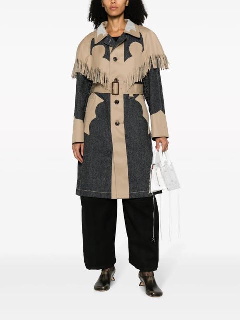 Maison Margiela fringed panelled single-breasted coat - Neutrals
