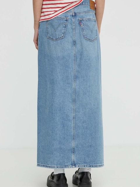 Levi's spódnica jeansowa kolor niebieski maxi prosta