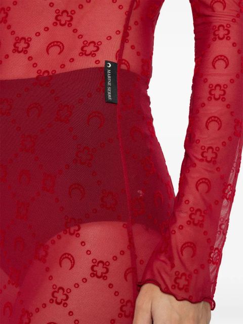 Marine Serre patterned long-sleeve maxi dress - Red