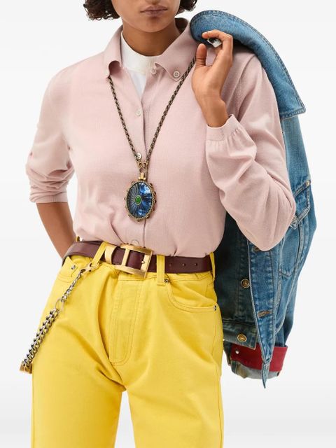 Versace embroidered wool knit cardigan - Pink - zdjęcie produktu nr 2