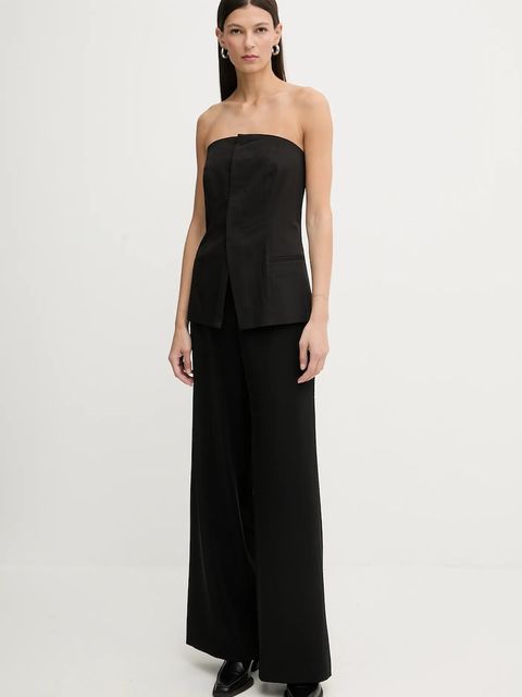 G-Star bluzka z domieszką wełny 0 damska kolor czarny gładka D27755.E068