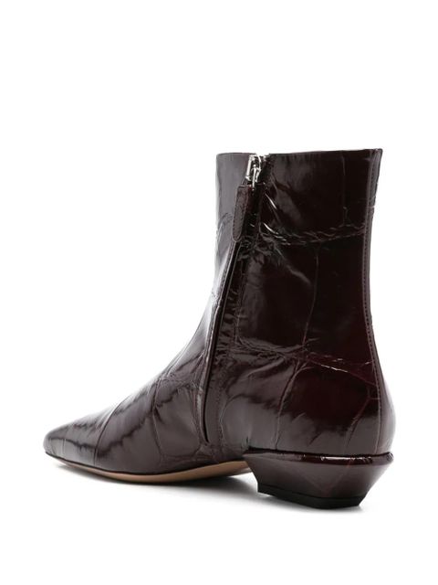 Paris Texas 30mm crocodile-effect pointed-toe ankle boots - Red