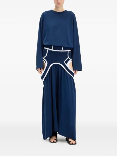 Jean Paul Gaultier long-sleeve twisted cotton bodysuit - Blue