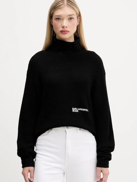 Karl Lagerfeld Jeans sweter z wełną damski kolor czarny z golfem A4W18020 - zdjęcie produktu nr 1