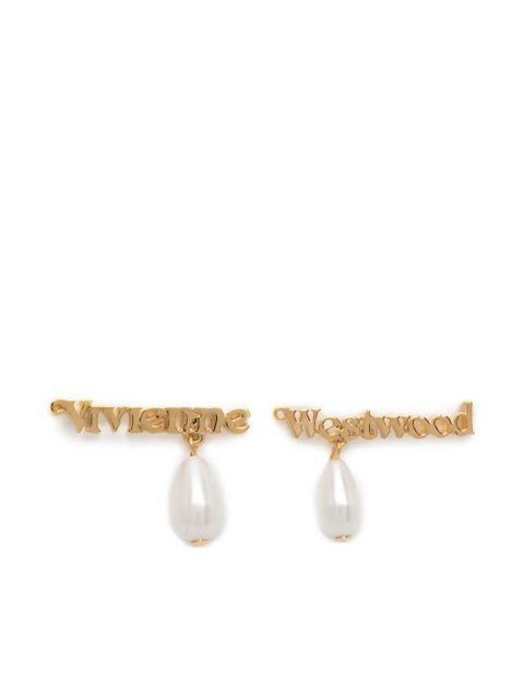 Vivienne Westwood Amelia logo-lettering earrings - Gold - zdjęcie produktu nr 1