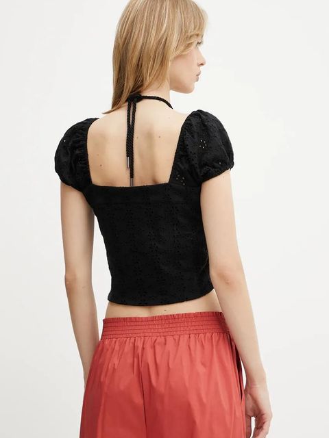 Guess bluzka ELIANE damska kolor czarny gładka W5GP13 KCVA1 - zdjęcie produktu nr 2