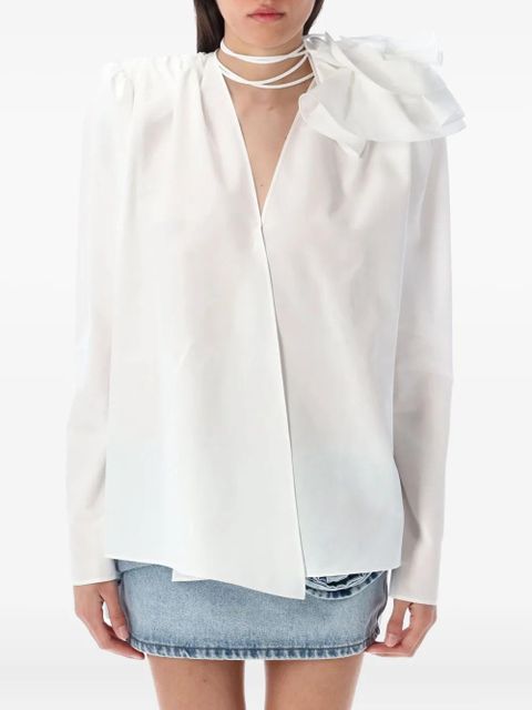 Magda Butrym floral-appliqué wrap shirt - White - zdjęcie produktu nr 1