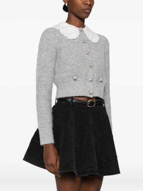 Self-Portrait lace-collar cardigan - Grey