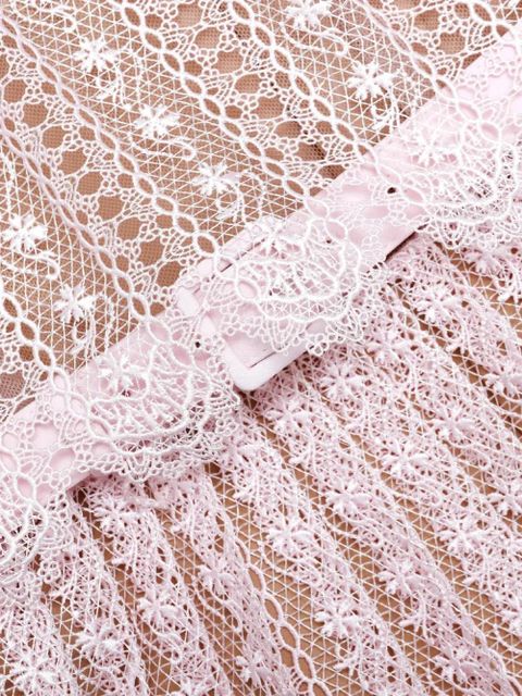 Self-Portrait lace pleated midi dress - Pink