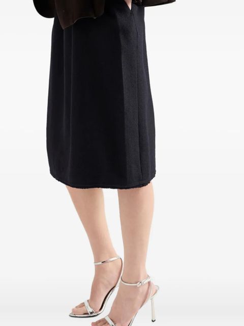 Prada bow-detailed frayed-edge midi skirt - Blue