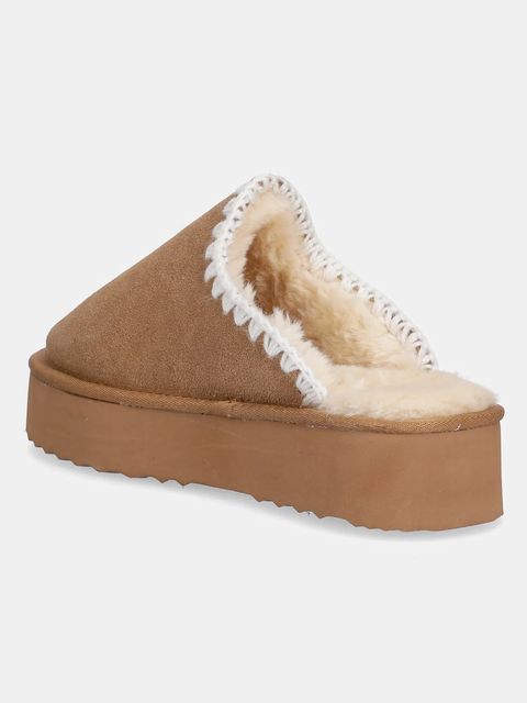 Answear.LAB kapcie zamszowe kolor brązowy