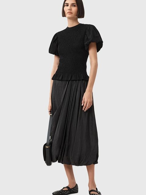 AllSaints bluzka DAEL damska kolor czarny gładka W013JD