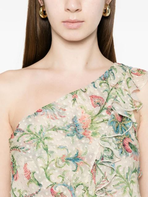 ETRO ruffled floral top - Neutrals